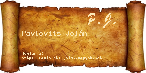 Pavlovits Jolán névjegykártya